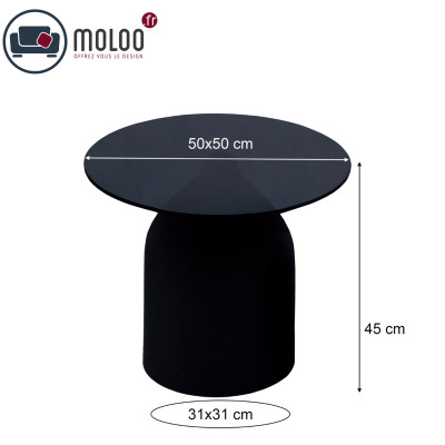 MIRO-Table basse ronde D50 cm en Verre noir