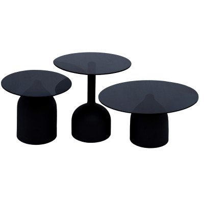 MIRO-Table basse ronde D55cm en Verre noir