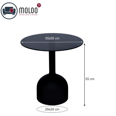MIRO-Table basse ronde D55cm en Verre noir