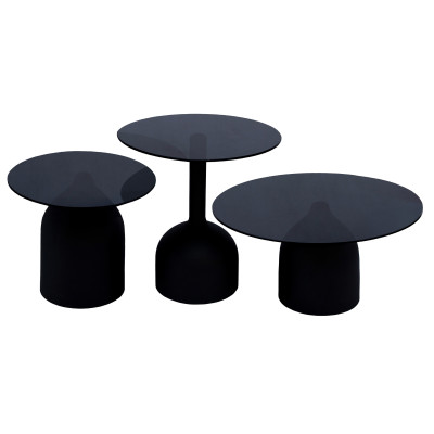 MIRO-Table basse ronde D70cm en Verre noir