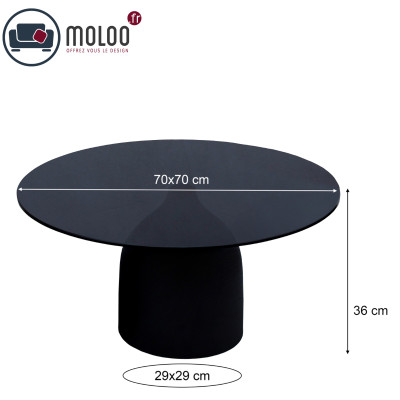 MIRO-Table basse ronde D70cm en Verre noir