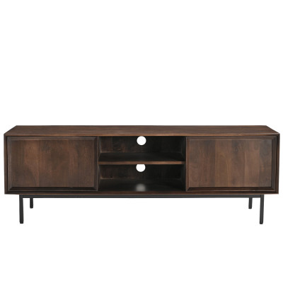 QUARTO-Meuble TV L.150 cm en Bois massif noyer