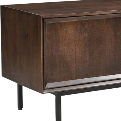 QUARTO-Meuble TV L.150 cm en Bois massif noyer