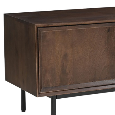 QUARTO-Meuble TV L.180 cm en bois massif noyer