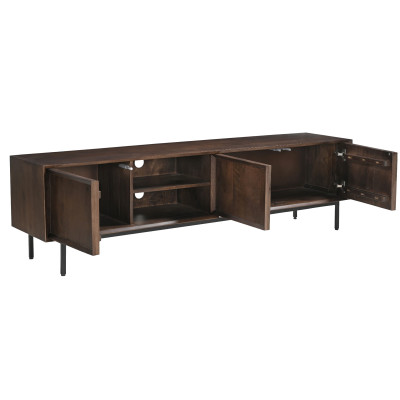 QUARTO-Meuble TV L.180 cm en bois massif noyer