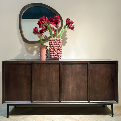 QUARTO-Buffet L.180 cm en bois massif noyer