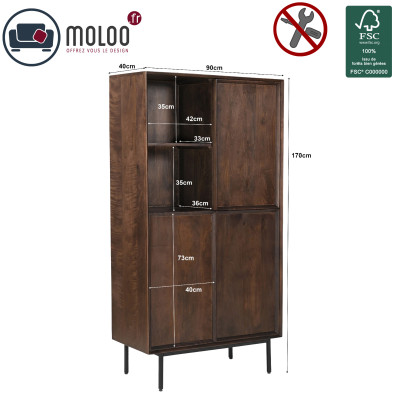 QUARTO-Vaisselier en bois massif noyer