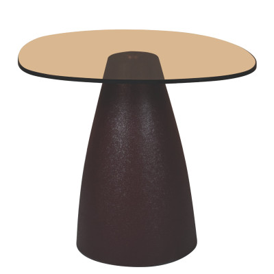 MUSH-Table basse organique D50cm en Verre fumé et Expresso