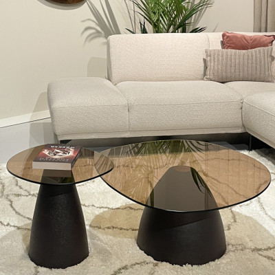 MUSH-Table basse organique D50cm en Verre fumé et Expresso