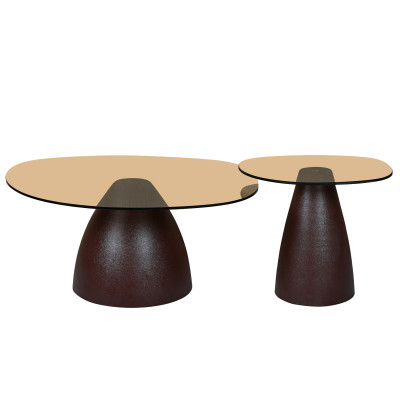 MUSH-Table basse organique D50cm en Verre fumé et Expresso