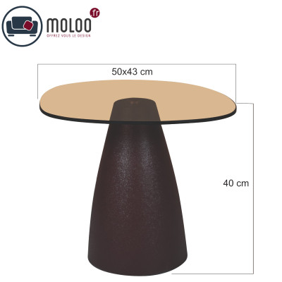 MUSH-Table basse organique D50cm en Verre fumé et Expresso