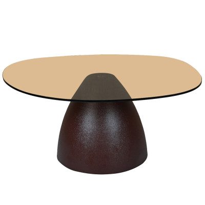 MUSH-Table basse organique D86cm en Verre fumé et Expresso