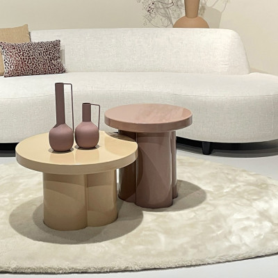 FIONA-Table basse ronde D56 cm Café