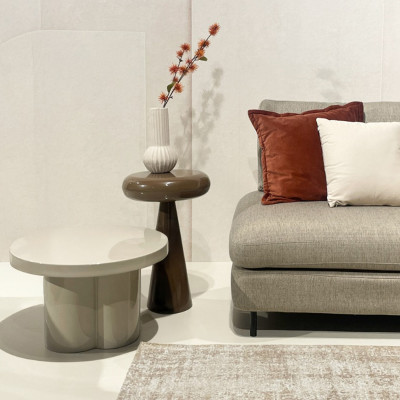 FIONA-Table basse ronde D56 cm Blanc cassé