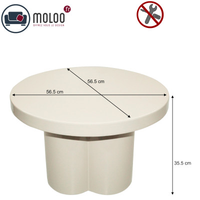 FIONA-Table basse ronde D56 cm Blanc cassé