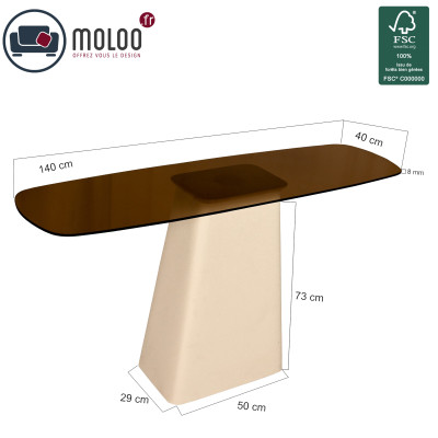DYLON-Console en Verre fumé et Ivoire