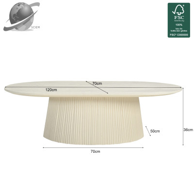 DOLCE-Table basse en bois massif Ivoire