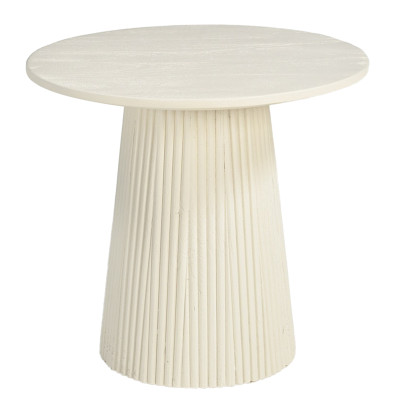 DOLCE-Table basse ronde D50 cm en bois massif Ivoire