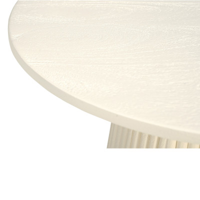 DOLCE-Table basse ronde D50 cm en bois massif Ivoire