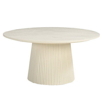 DOLCE-Table basse ronde D80 cm en bois massif Ivoire