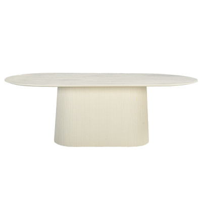 DOLCE-Table repas Ovale L.230 cm en bois massif Ivoire