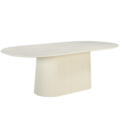 DOLCE-Table repas Ovale L.230 cm en bois massif Ivoire