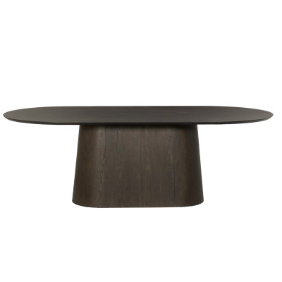 ROVERI-Table repas ovale L200 cm Chêne Expresso