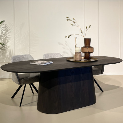 ROVERI-Table repas ovale L230 cm Chêne Expresso