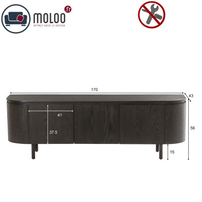 ROVERI-Meuble TV L170 cm Chêne