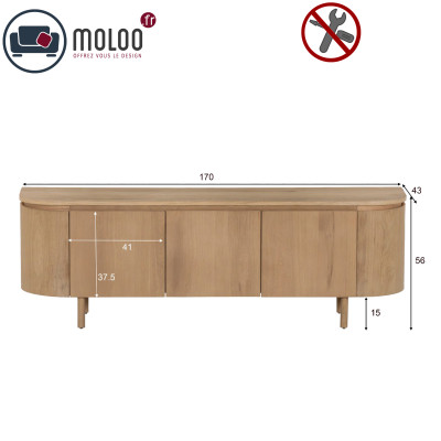 ROVERI-Meuble TV L170 cm Chêne Expresso