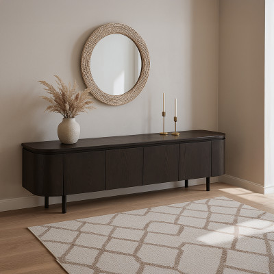 ROVERI-Meuble TV L210 cm Chêne Expresso