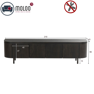 ROVERI-Meuble TV L210 cm Chêne Expresso