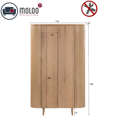 ROVERI-Buffet Haut 2 portes Chêne