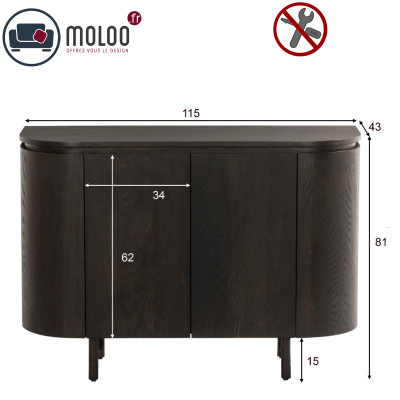 ROVERI-Buffet L115 cm Chêne Expresso