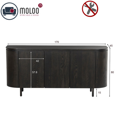 ROVERI-Buffet L170 cm Chêne Expresso