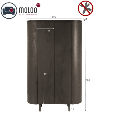 ROVERI-Buffet Haut 2 portes Chêne Expresso