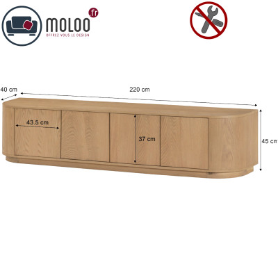 TIAGO-Meuble TV L 220 cm Chêne