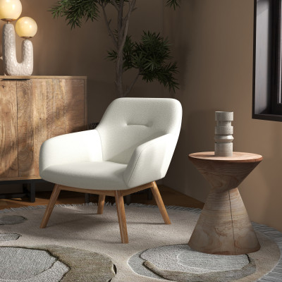 MALMO-Fauteuil en tisssu SoftCellar Sable et bois naturel