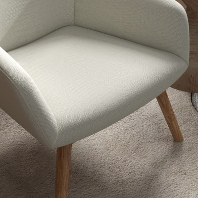 MALMO-Fauteuil en tisssu SoftCellar Sable et bois naturel