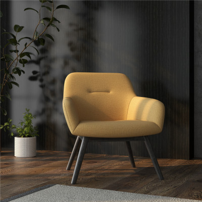 MALMO-Fauteuil en tisssu SoftCellar Safran et bois noir