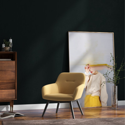 MALMO-Fauteuil en tisssu SoftCellar Safran et bois noir