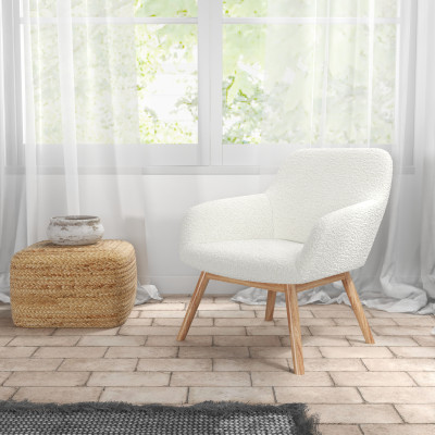 MALMO - Sillón de tela verde patas de madera natural