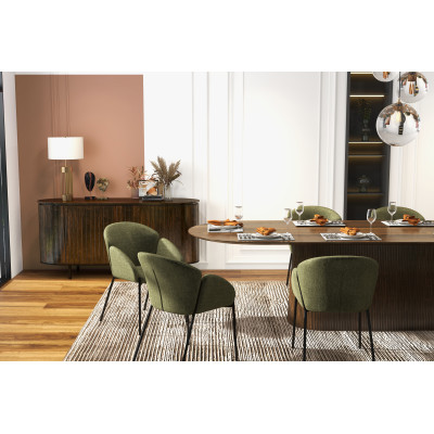 CANDICE-Silla de tela verde y metal negro (x2)