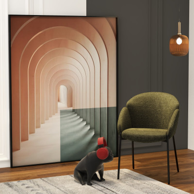 CANDICE-Silla de tela verde y metal negro (x2)