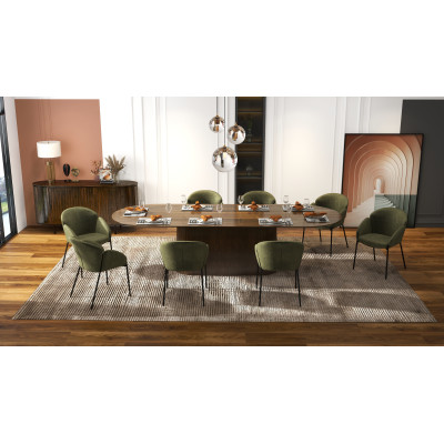 CANDICE-Silla de tela verde y metal negro (x2)