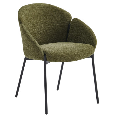 CANDICE-Chaise en tissu Luxury Kaki et métal noir (x2)