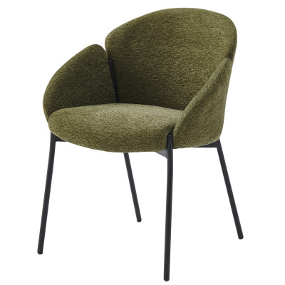 CANDICE-Chaise en tissu Luxury Kaki et métal noir (x2)