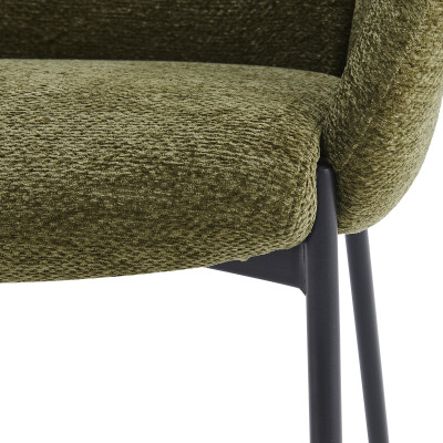 CANDICE-Silla de tela verde y metal negro (x2)