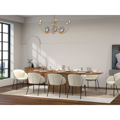 CANDICE-Chaise en tissu Luxury Ecru et métal noir (x2)