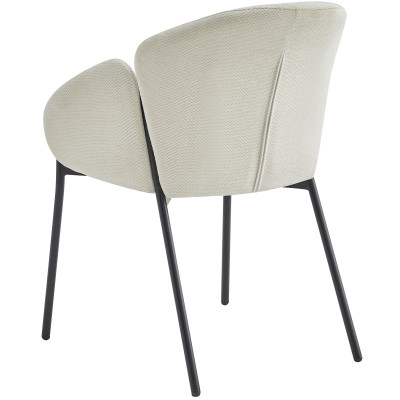 CANDICE-Silla de tela ecru y metal negro (x2)
